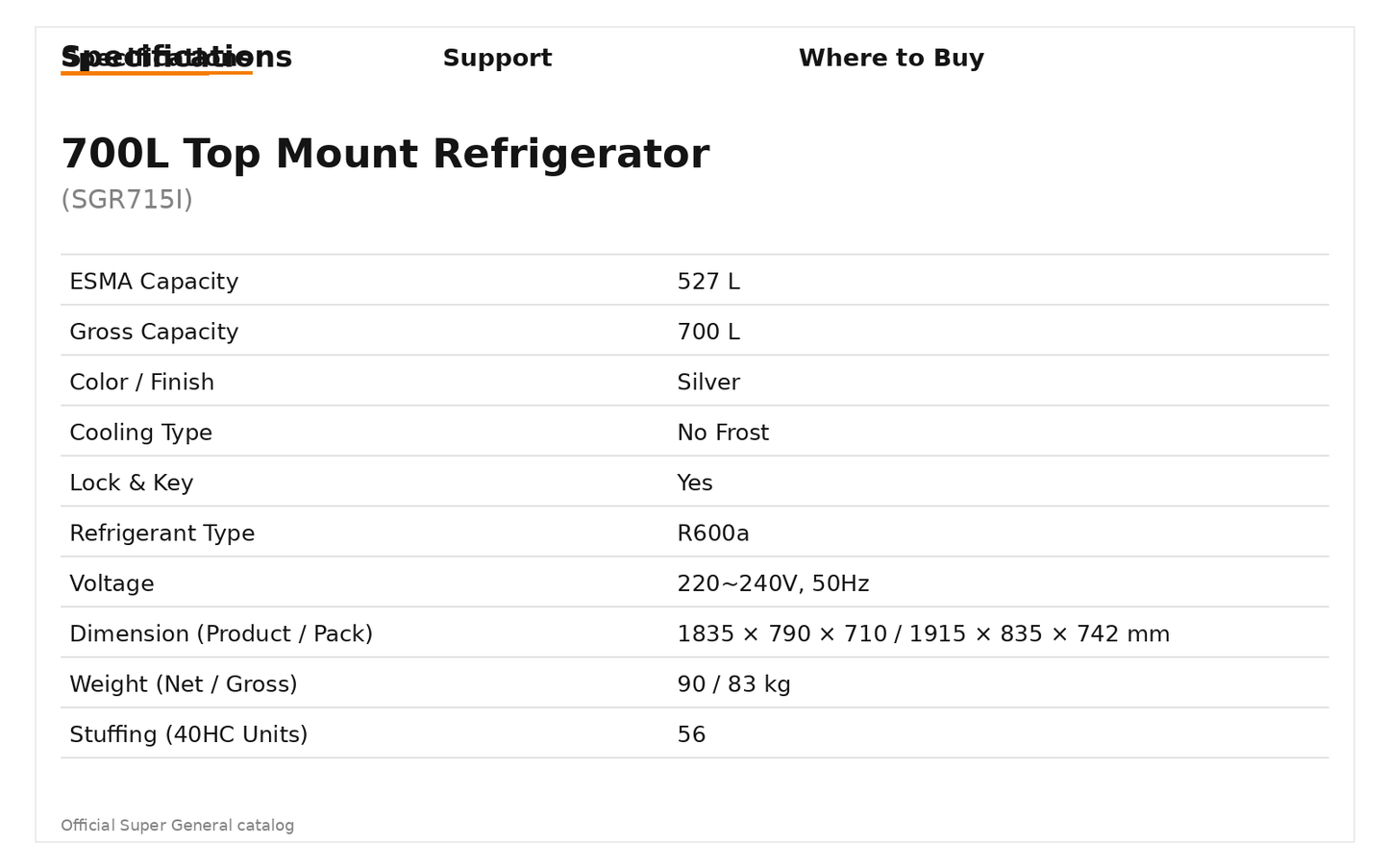 Super General SGR 715 I 700L Top Mount Refrigerator with Digital Control