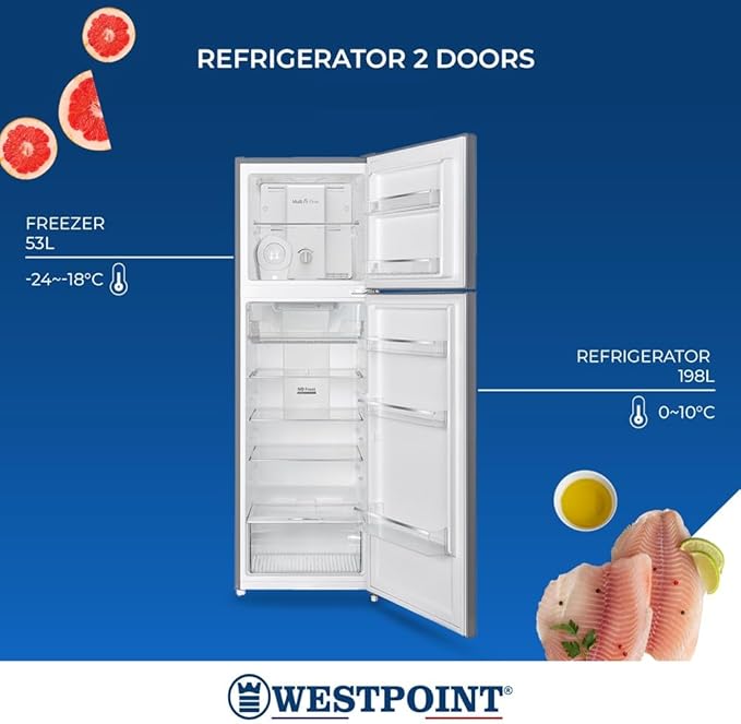 Westpoint 350L Double Door No Frost Refrigerator with Fresh Zone