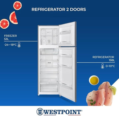 Westpoint 350L Double Door No Frost Refrigerator with Fresh Zone
