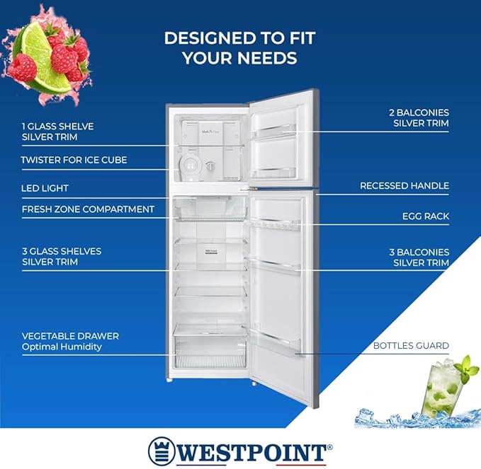 Westpoint 350L Double Door No Frost Refrigerator with Fresh Zone